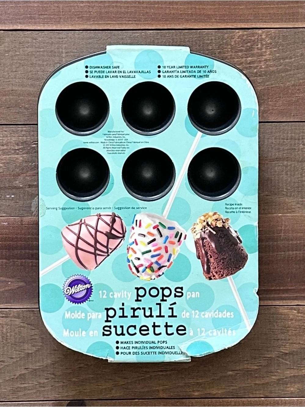 Wilton Pops Pan in Light Teal and Black - 12-Cavity Cake Pop Mold